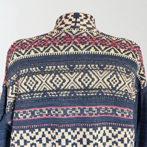Chaps by Ralph Lauren Tribal Blanket Cardigan Sweater Sz L Womens Cotton Blend - Picture 7 of 11